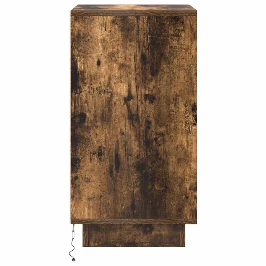 Table de chevet avec lumières LED chêne fumé 38x34x65 cm - 8