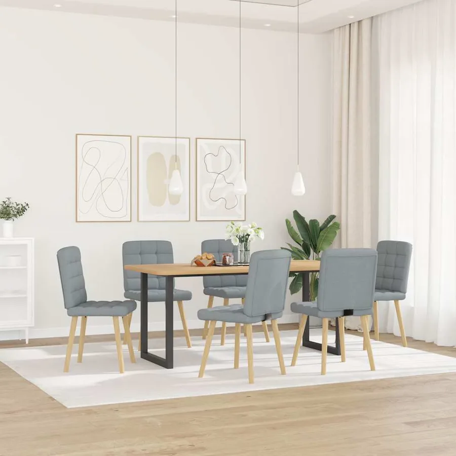Chaises à manger lot de 6 gris clair tissu - 2