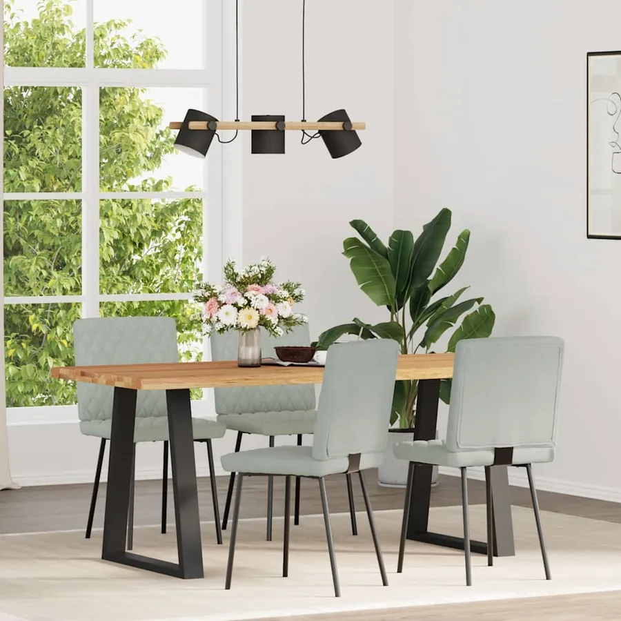 Chaises à manger lot de 4 Gris clair Velours - 2