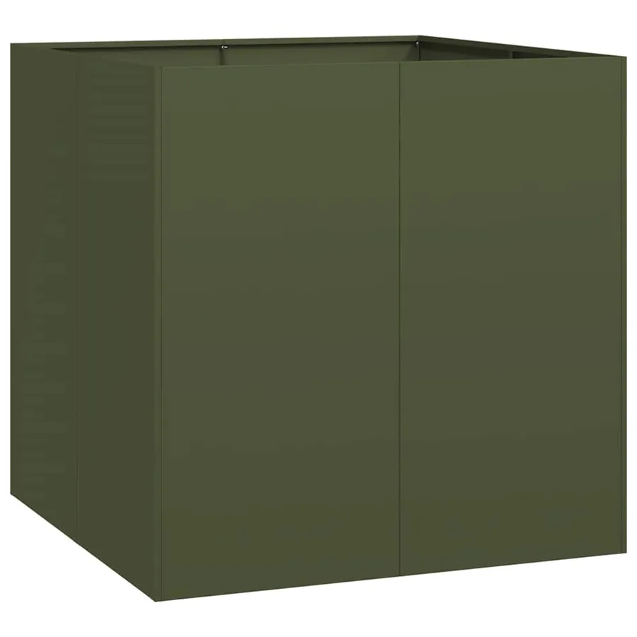 Jardinière vert olive 80x80x80 cm acier - 2