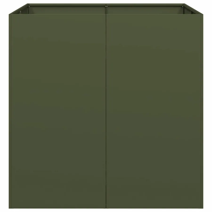 Jardinière vert olive 80x80x80 cm acier - 4