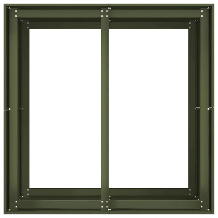 Jardinière vert olive 80x80x80 cm acier - 5
