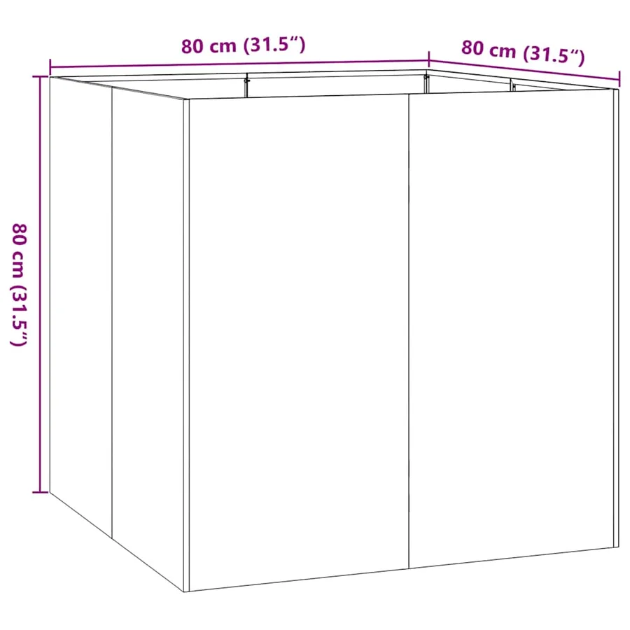 Jardinière vert olive 80x80x80 cm acier - 9
