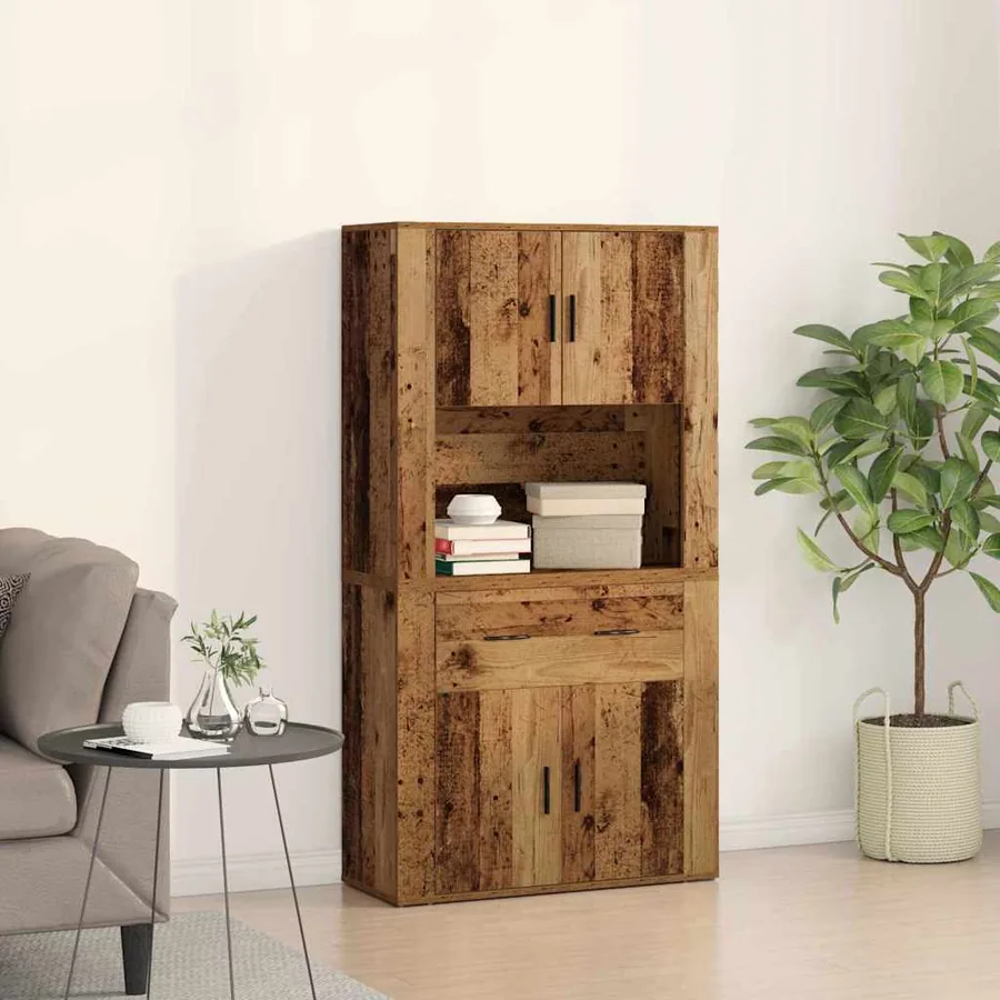 Haut de Buffet Bois ancien 80 x 33 x 150 cm Bois d'ingénierie