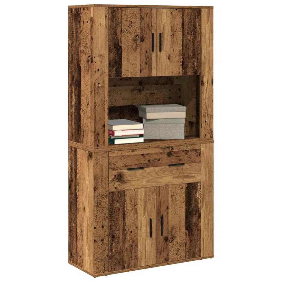 Haut de Buffet Bois ancien 80 x 33 x 150 cm Bois d'ingénierie - 3