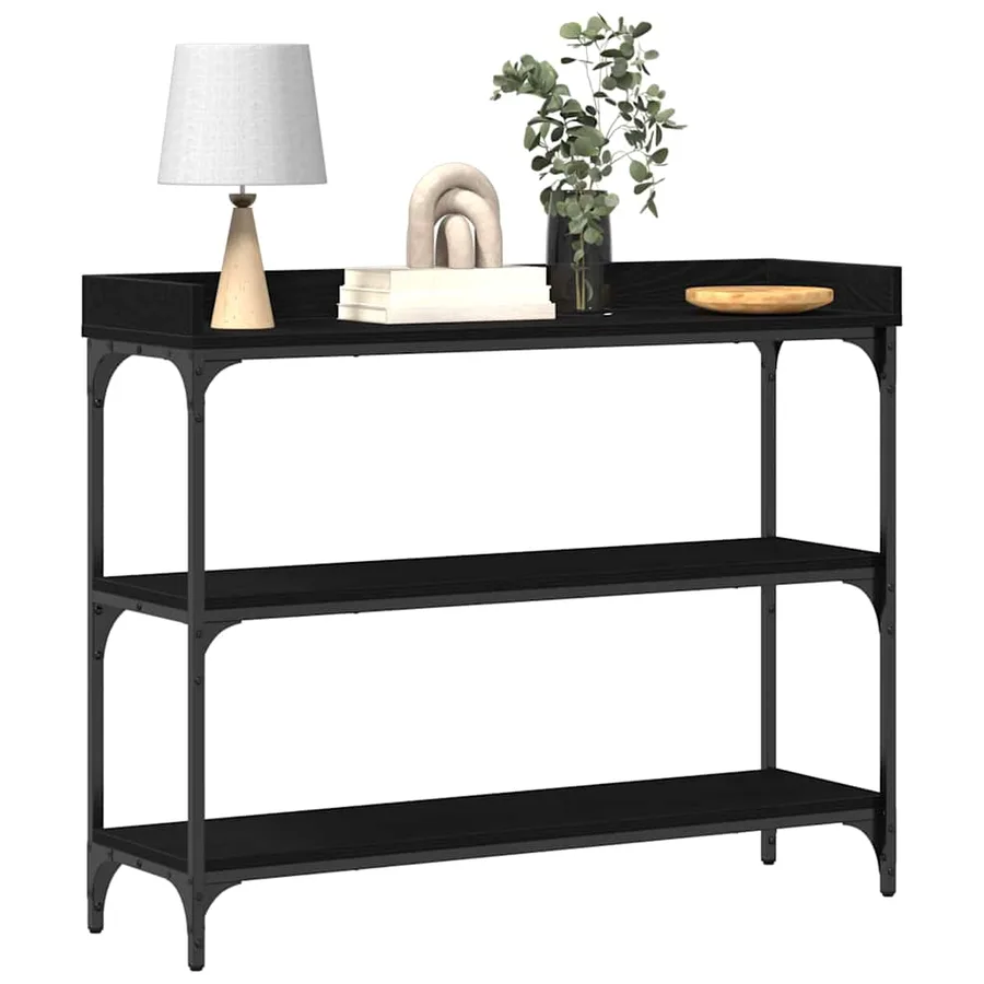 Table Console avec étagère Chêne noir 100 x 30 x 80 cm - 3