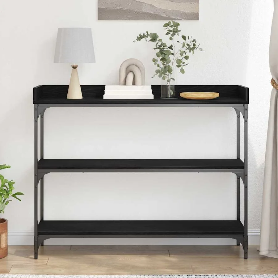 Table Console avec étagère Chêne noir 100 x 30 x 80 cm - 4