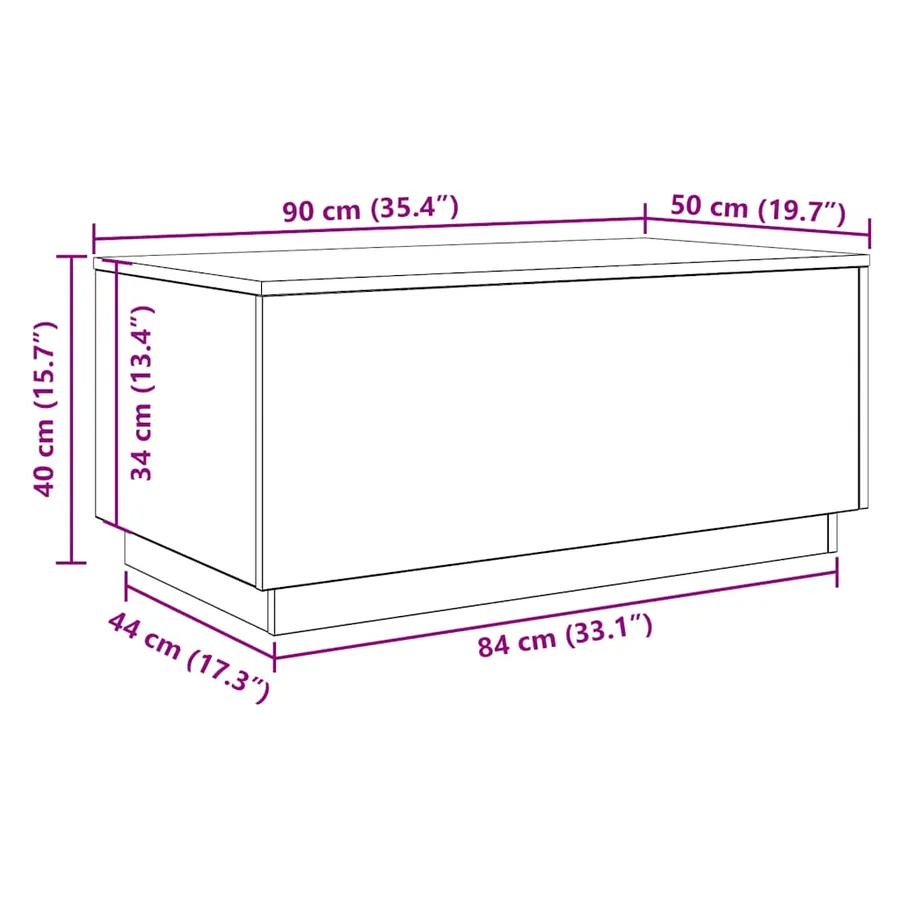 Table basse avec lumières LED chêne noir 90x50x40 cm - 13