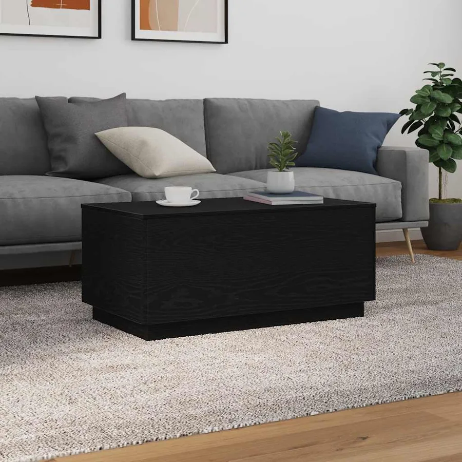 Table basse avec lumières LED chêne noir 90x50x40 cm - 4
