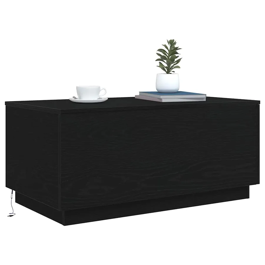 Table basse avec lumières LED chêne noir 90x50x40 cm - 6