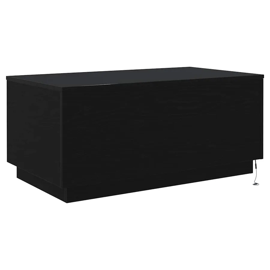 Table basse avec lumières LED chêne noir 90x50x40 cm - 9