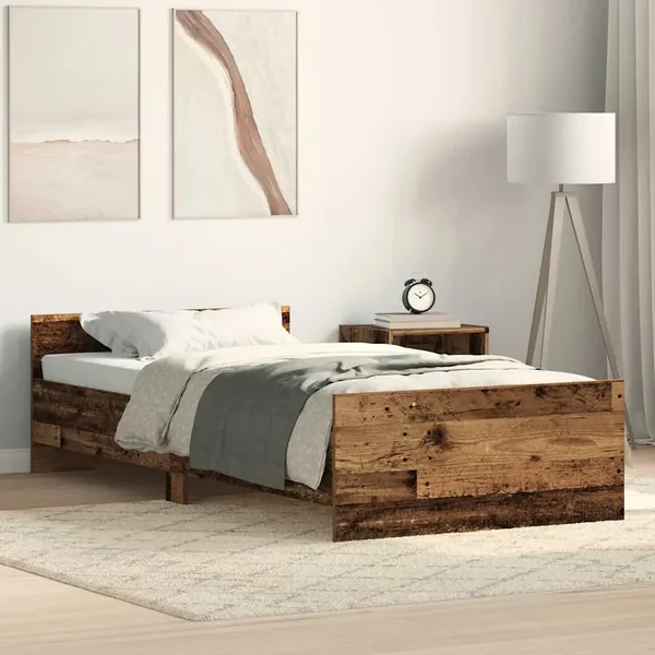 Cadre de lit sans matelas vieux bois 75x190 cm bois ingénierie