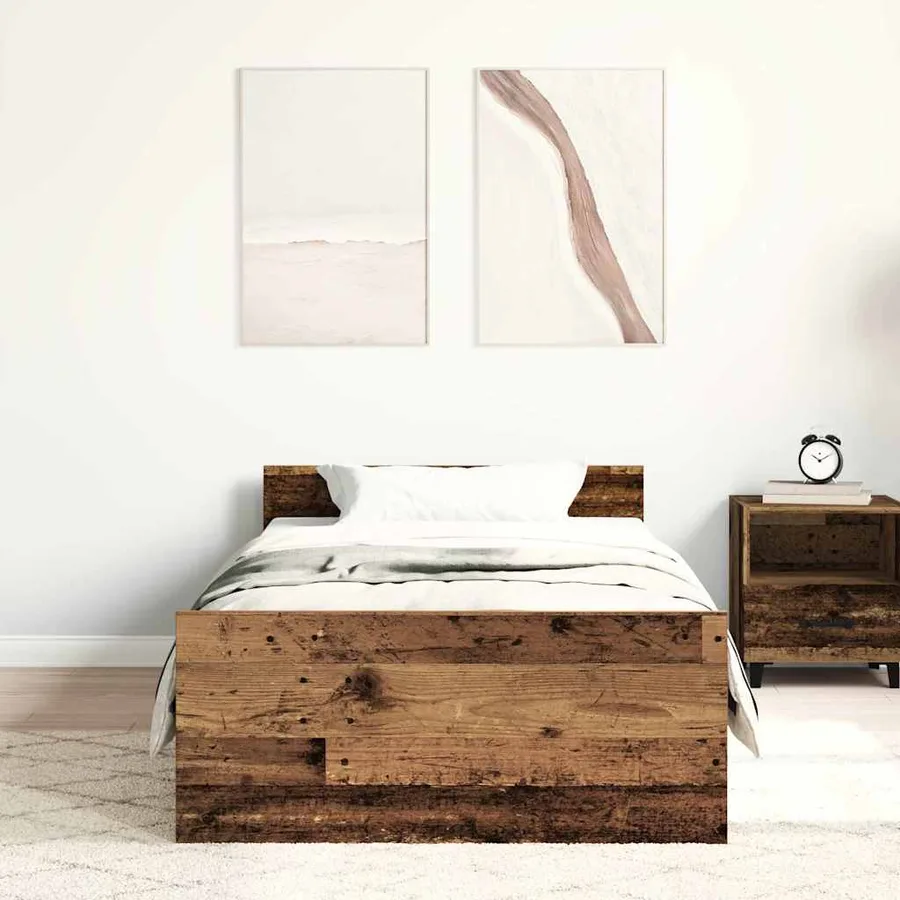 Cadre de lit sans matelas vieux bois 75x190 cm bois ingénierie - 3