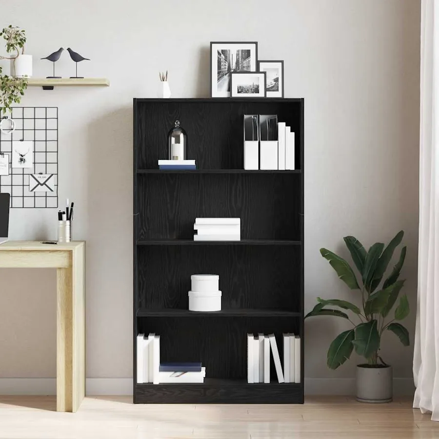 Bibliothèque à 4 niveaux chêne noir 80x24x143 cm - 3
