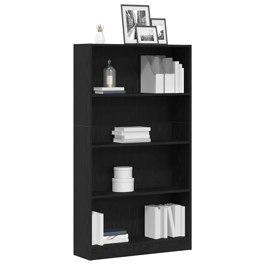 Bibliothèque à 4 niveaux chêne noir 80x24x143 cm - 4