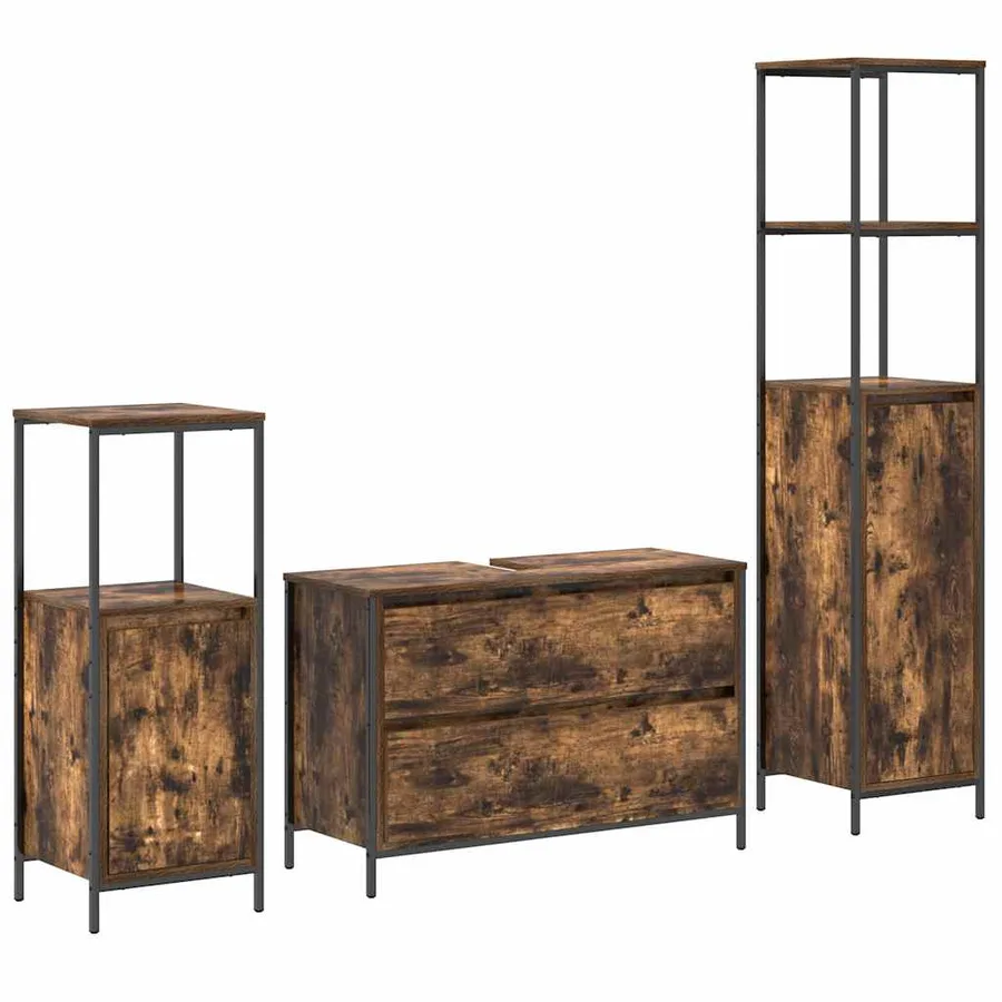 Ensemble de mobilier de salle de bain 3 pcs Chêne fumé - 2