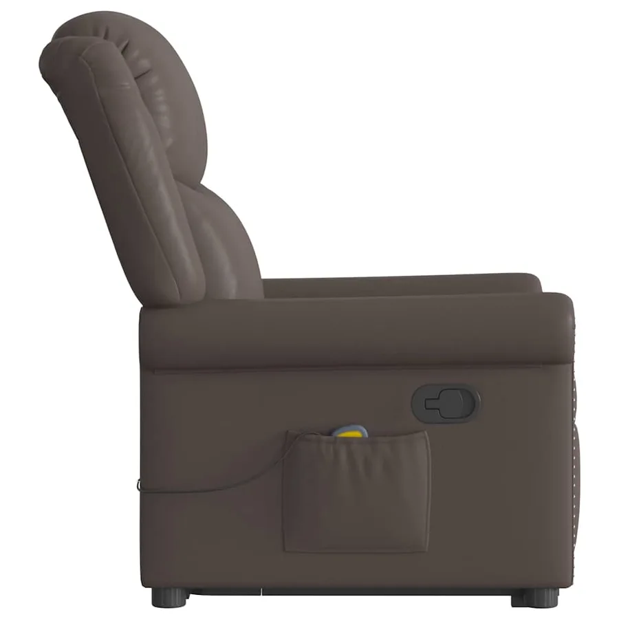 Fauteuil de massage inclinable marron brillant similicuir - 5