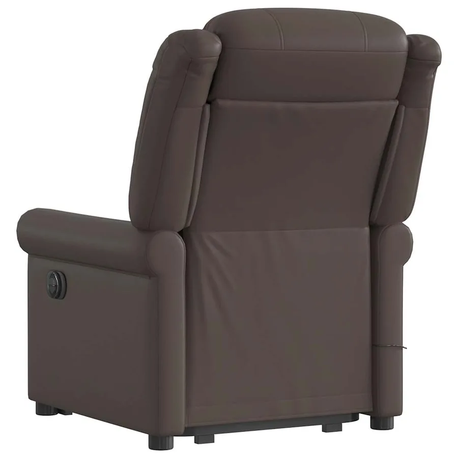 Fauteuil de massage inclinable marron brillant similicuir - 6