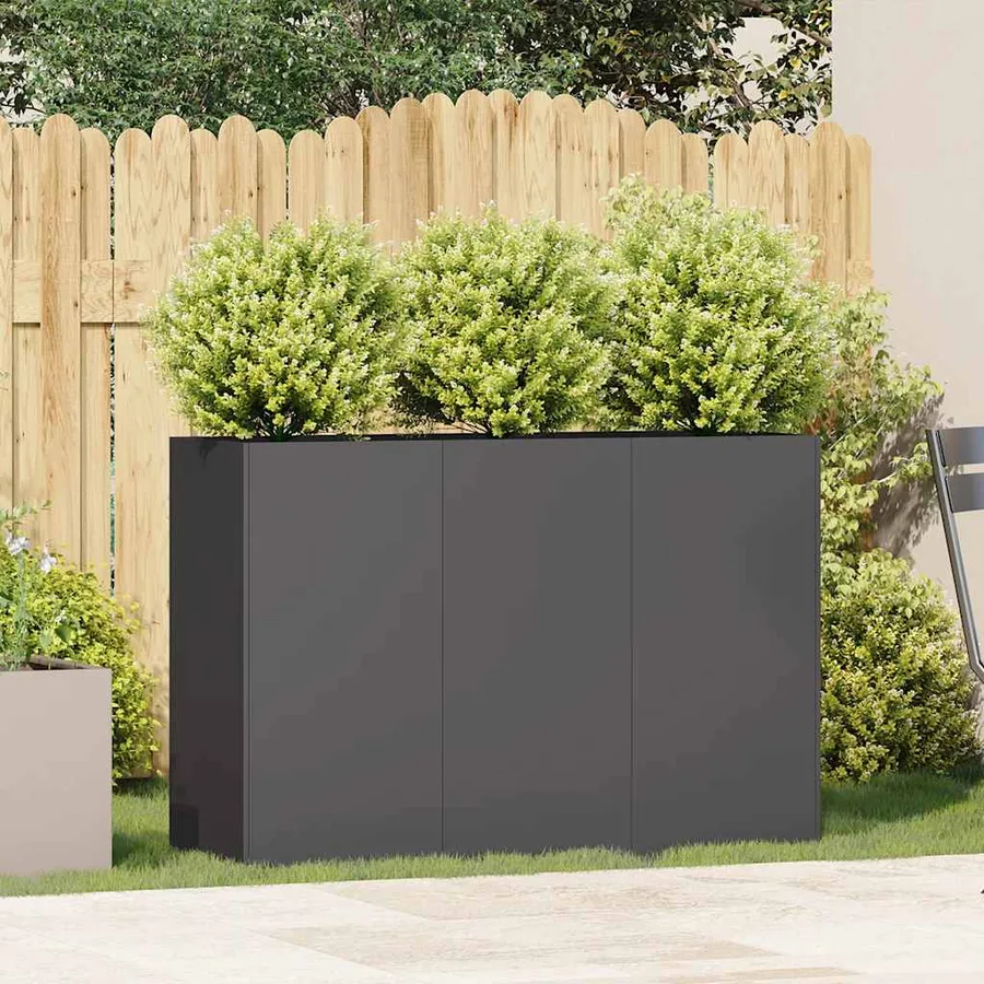 Jardinière noir 120x40x80 cm acier laminé à froid - 3