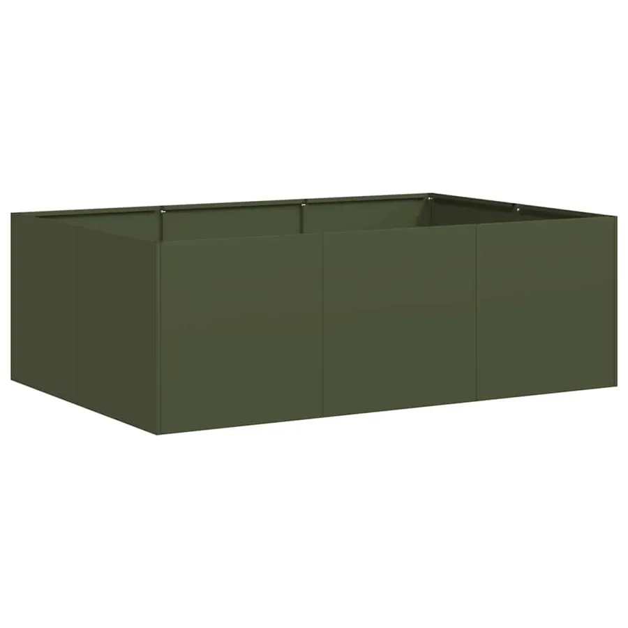 Jardinière vert olive 120x80x40 cm acier - 2