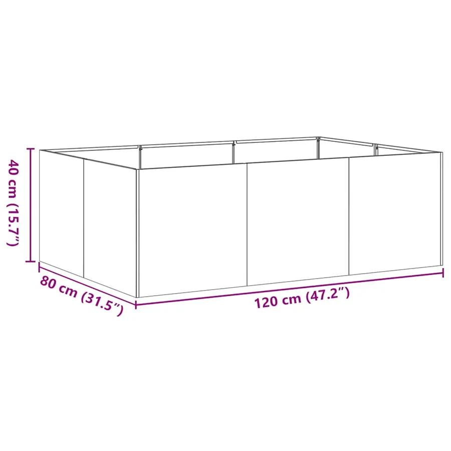 Jardinière vert olive 120x80x40 cm acier - 9