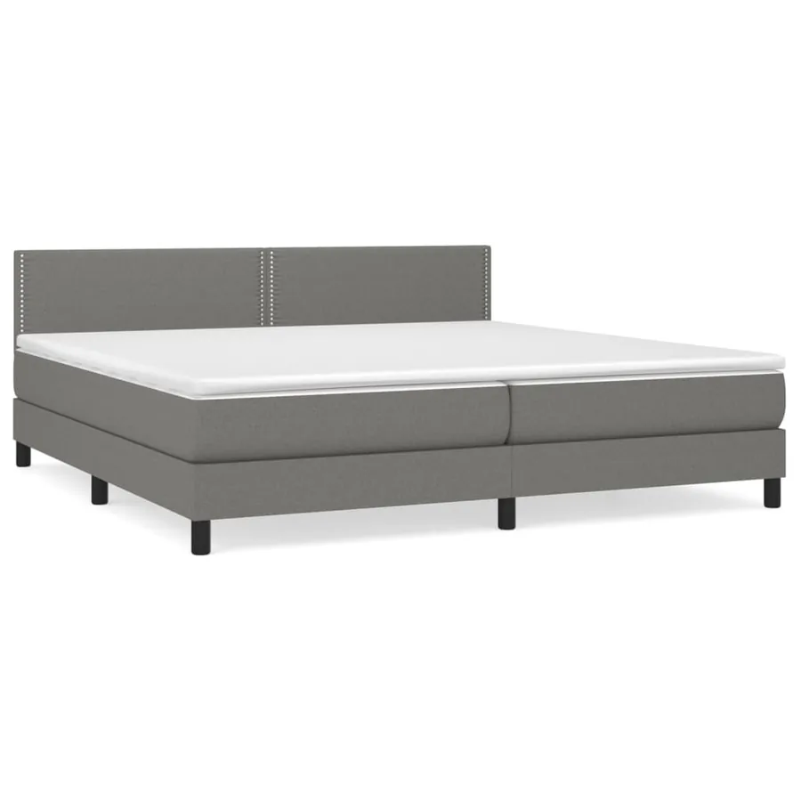 Sommier à lattes de lit avec matelas Gris foncé 200x200cm Tissu - 2
