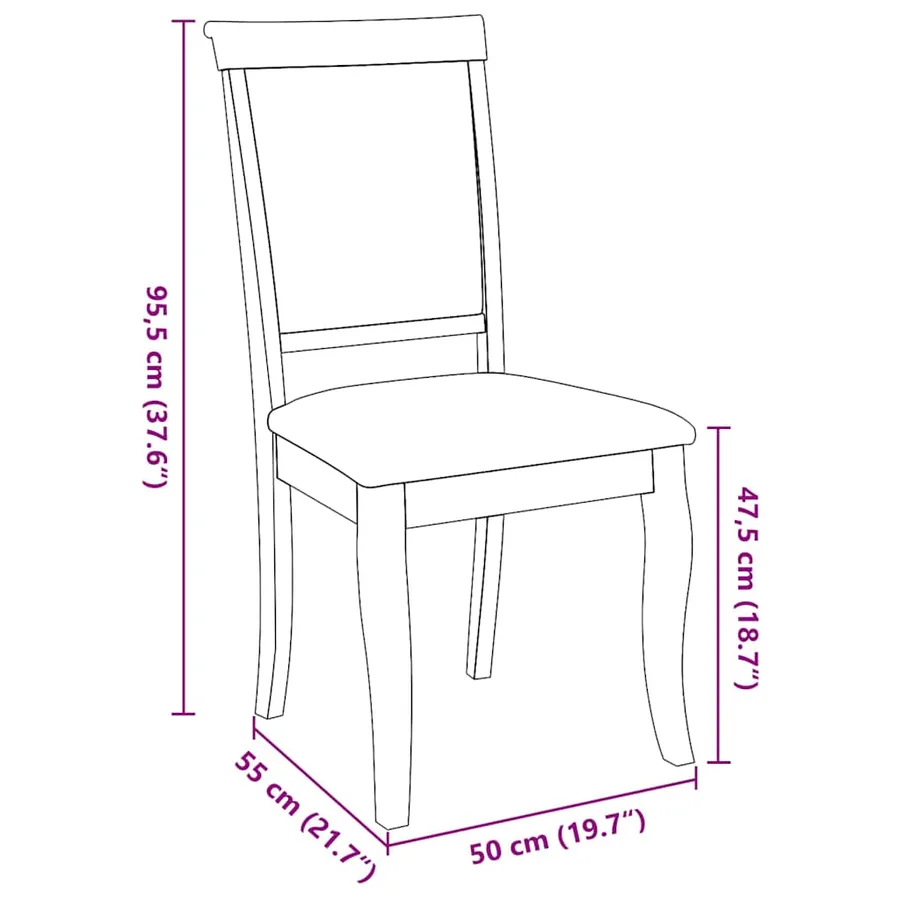 Chaises à manger coussins 2 pcs blanc bois massif caoutchouc - 11