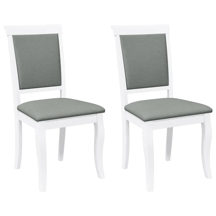 Chaises à manger coussins 2 pcs blanc bois massif caoutchouc - 2