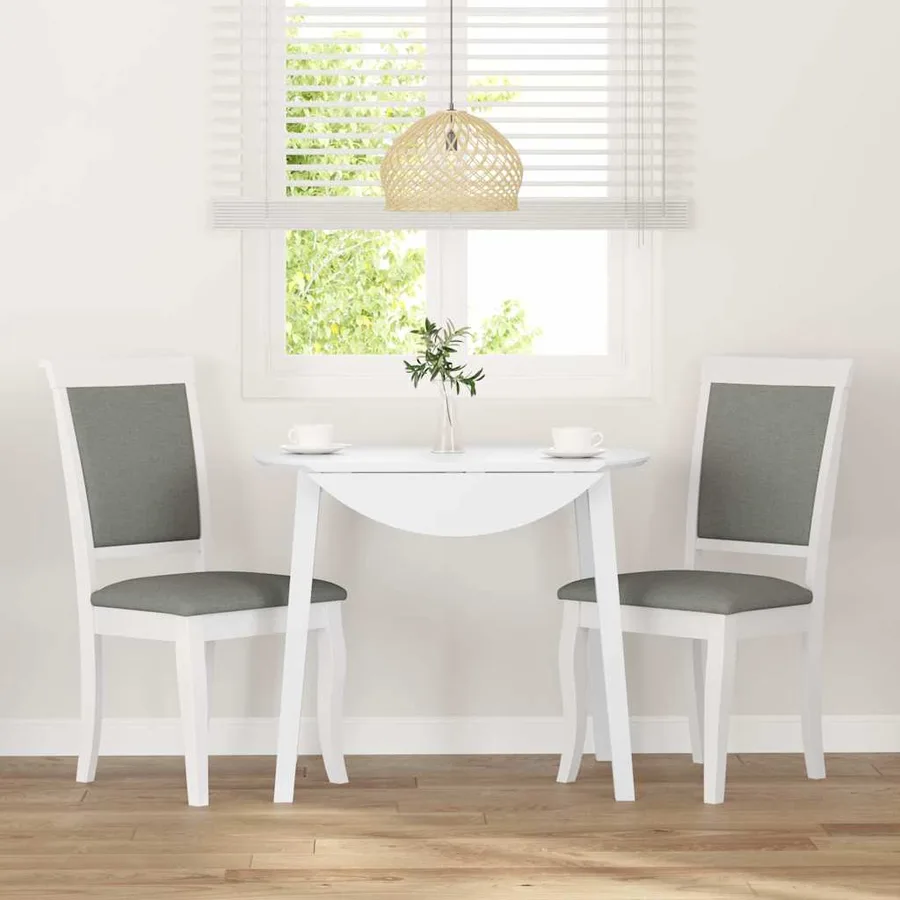Chaises à manger coussins 2 pcs blanc bois massif caoutchouc - 3