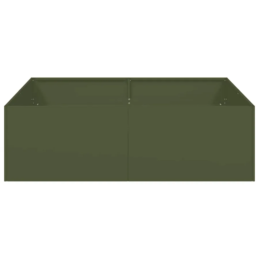Jardinière vert olive 100x100x30 cm acier - 4