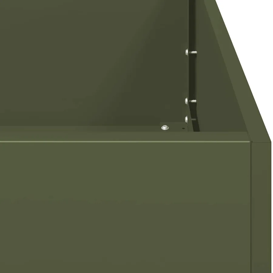 Jardinière vert olive 100x100x30 cm acier - 7