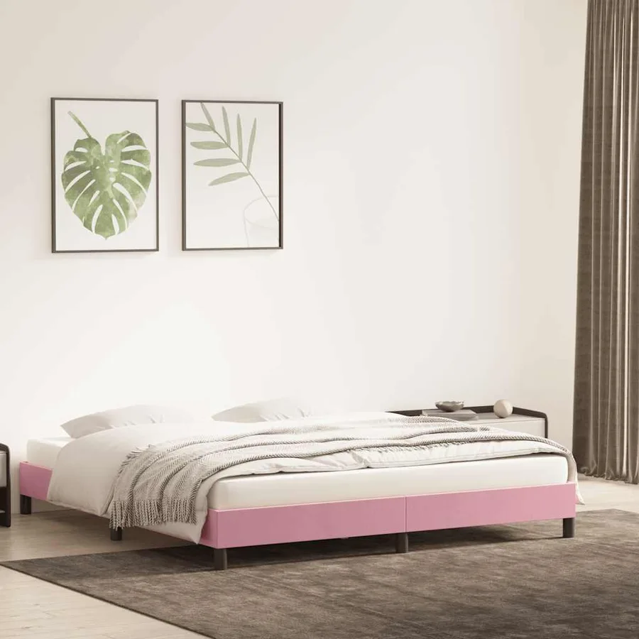 Cadre de lit sans matelas rose 180x220 cm velours - 3