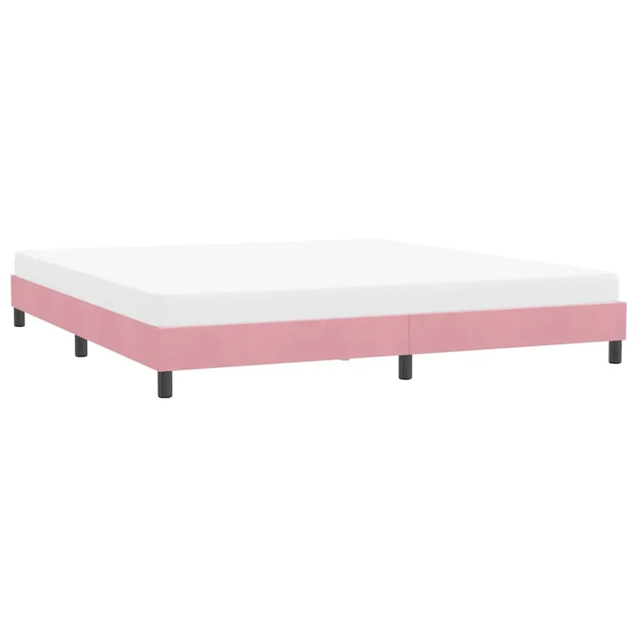 Cadre de lit sans matelas rose 180x220 cm velours - 4