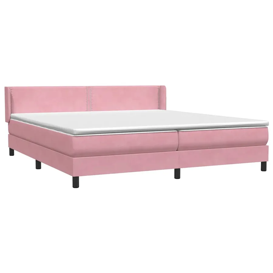 Sommier à lattes de lit avec matelas rose 180x220 cm velours - 4