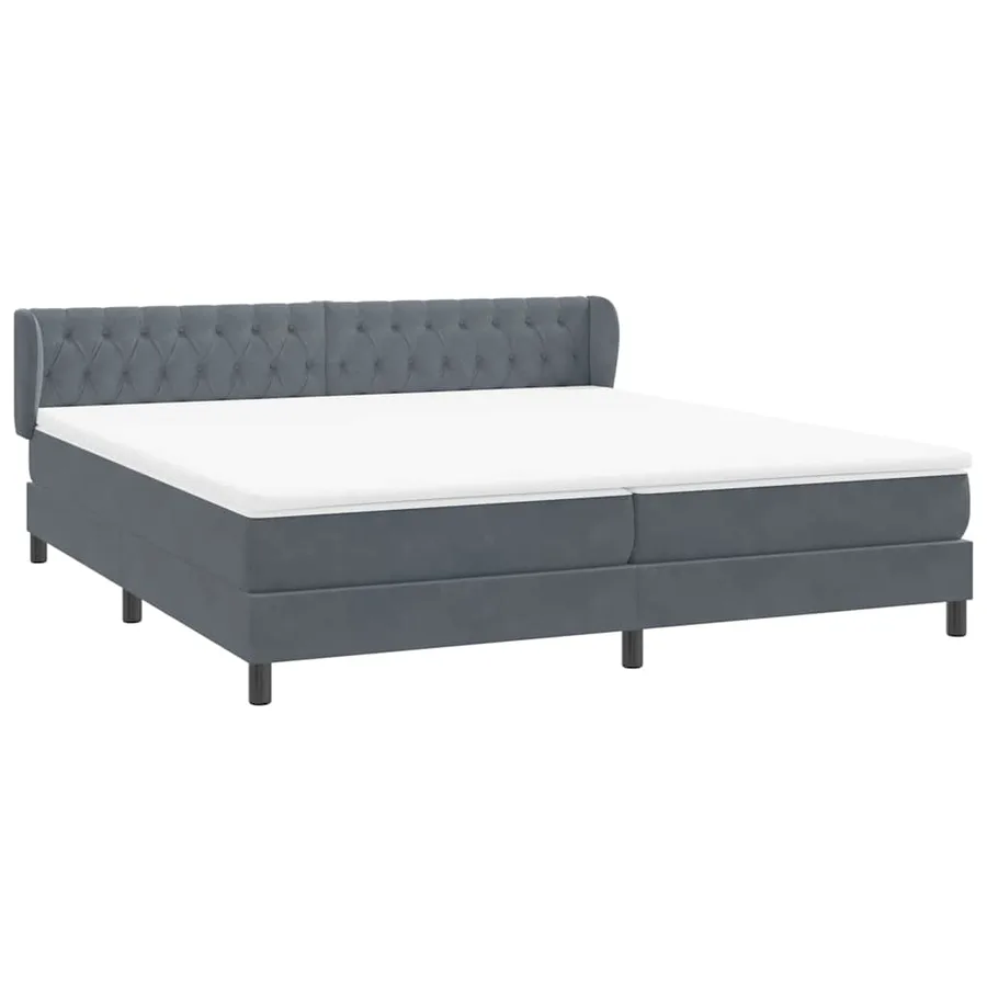 Sommier à lattes de lit et matelas gris foncé 180x220cm velours - 4