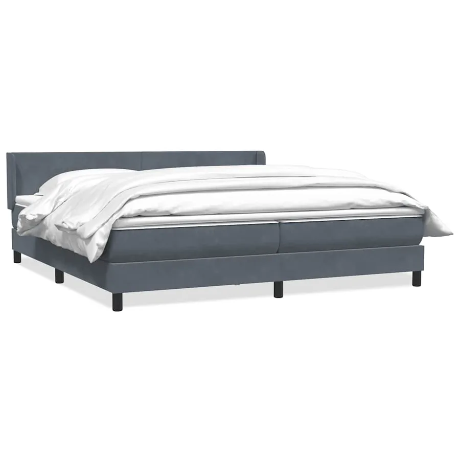 Sommier à lattes de lit et matelas gris foncé 200x220cm velours - 2