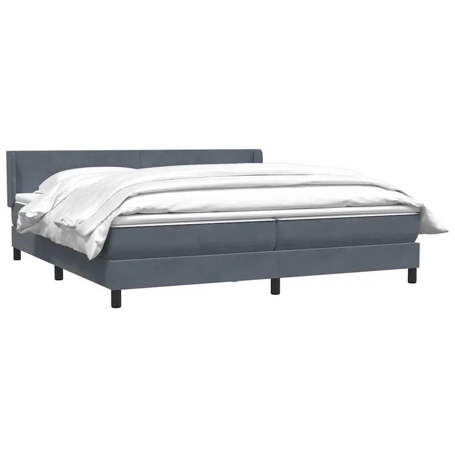 Sommier à lattes de lit et matelas gris foncé 200x220cm velours - 3
