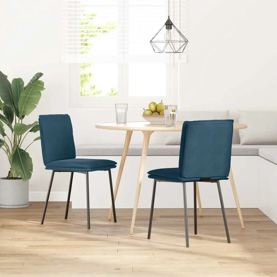 Chaises à manger lot de 2 Bleu Velours - 2