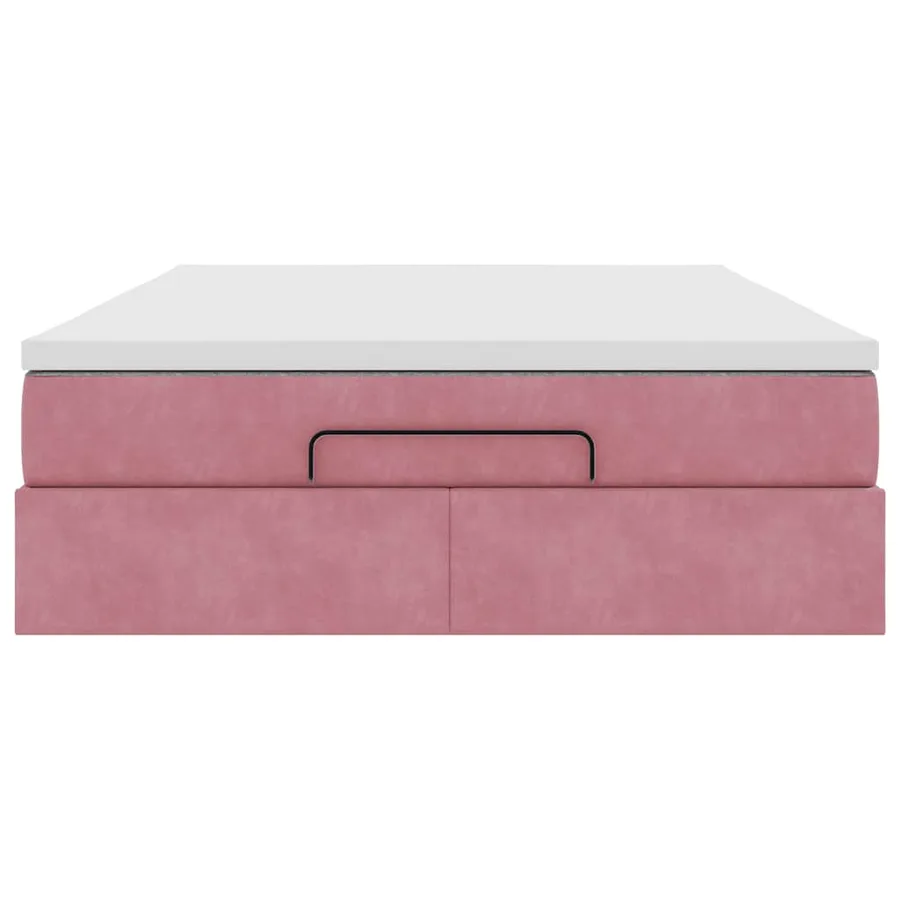 Cadre de lit ottoman avec matelas rose 140x200 cm velours - 7