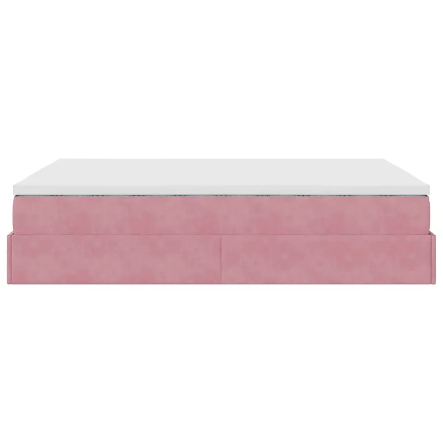 Cadre de lit ottoman avec matelas rose 140x200 cm velours - 9