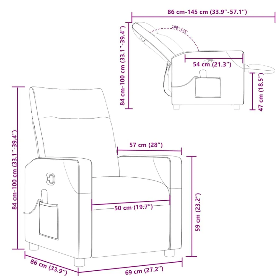 Fauteuil de massage inclinable Crème Tissu - 14