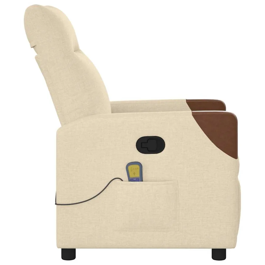 Fauteuil de massage inclinable Crème Tissu - 4