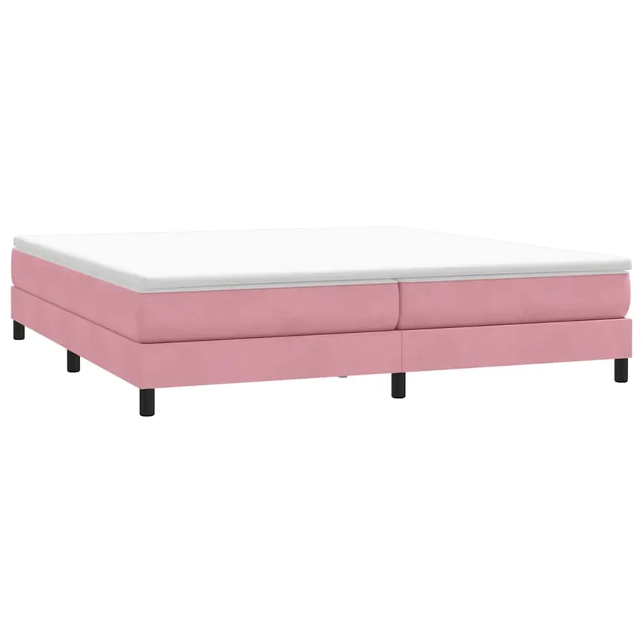 Sommier à lattes de lit sans matelas rose 200x220 cm velours - 3