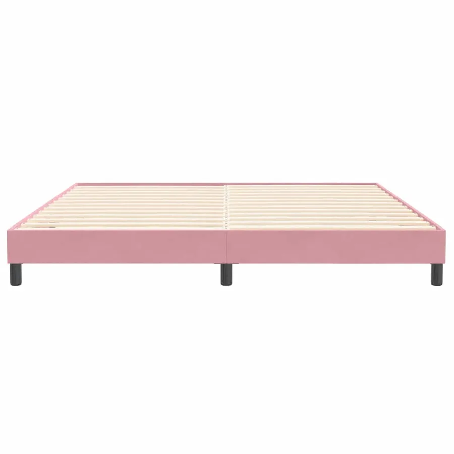 Sommier à lattes de lit sans matelas rose 200x220 cm velours - 5