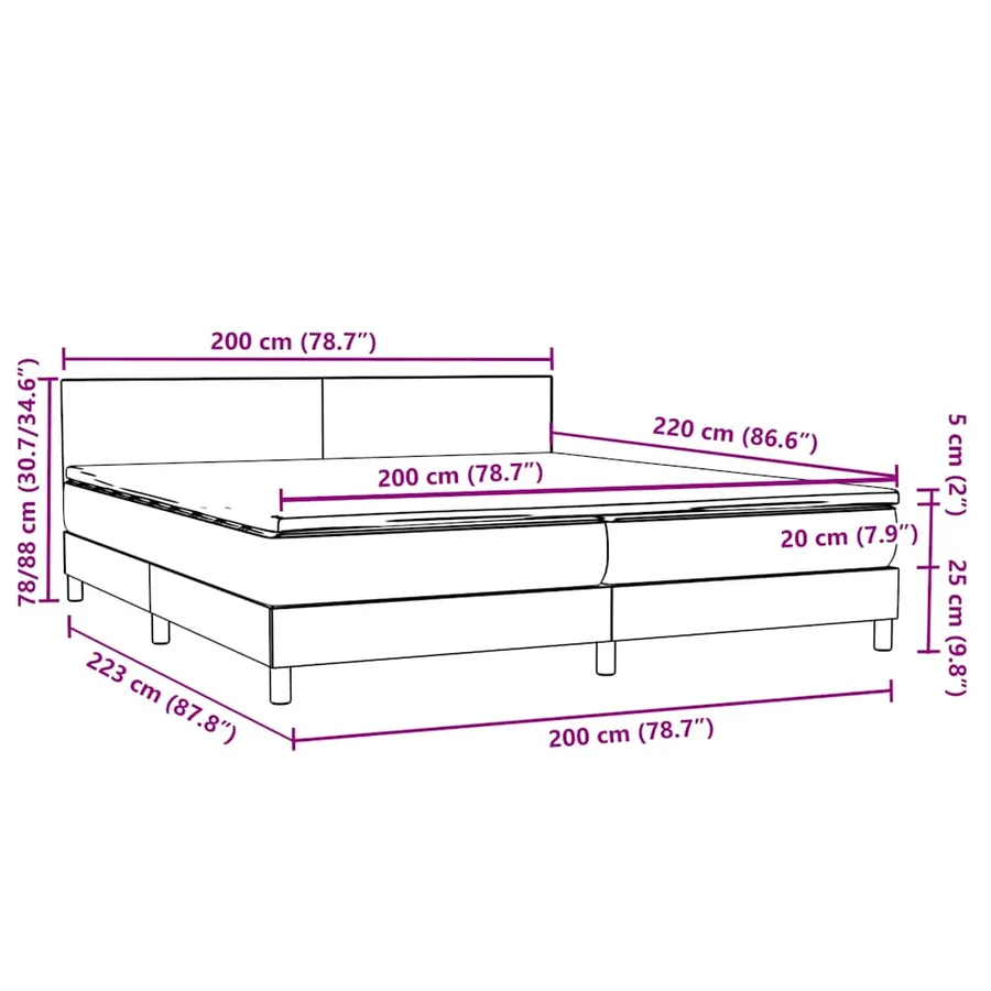 Sommier à lattes de lit avec matelas rose 200x220 cm velours - 12
