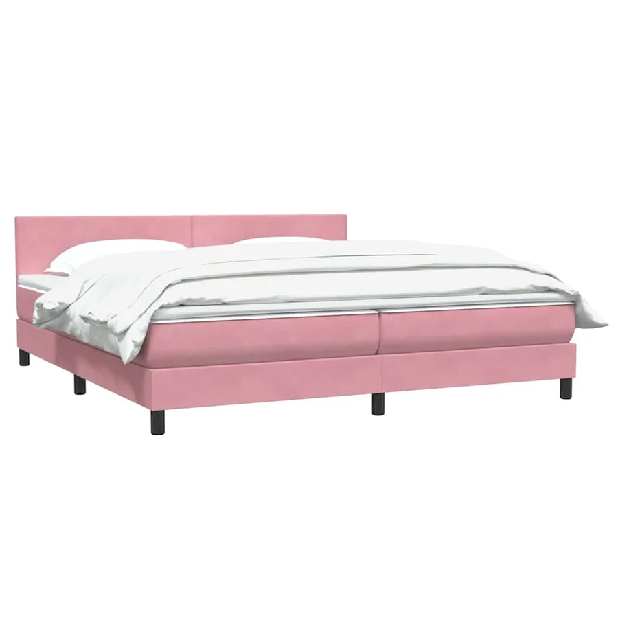 Sommier à lattes de lit avec matelas rose 200x220 cm velours - 4