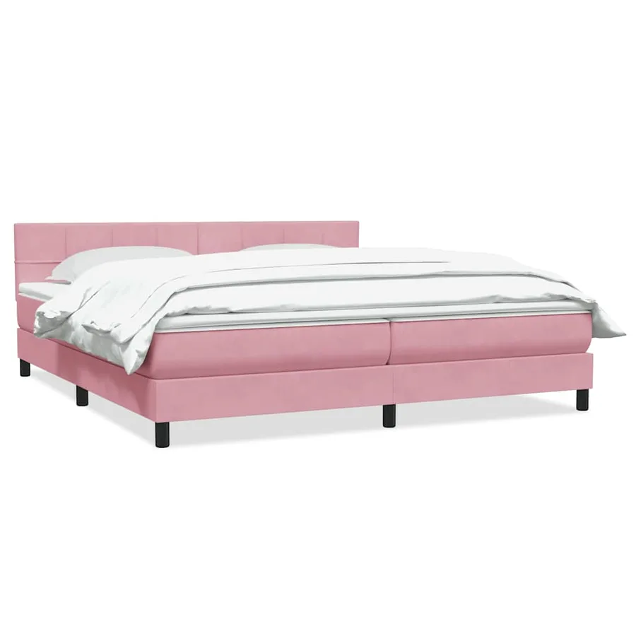 Sommier à lattes de lit avec matelas rose 200x220 cm velours - 2