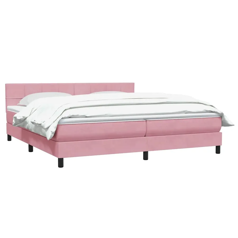Sommier à lattes de lit avec matelas rose 200x220 cm velours - 3