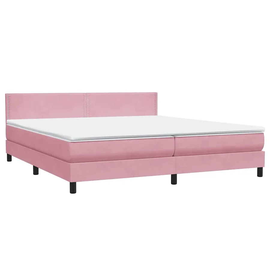 Sommier à lattes de lit avec matelas rose 200x220 cm velours - 4