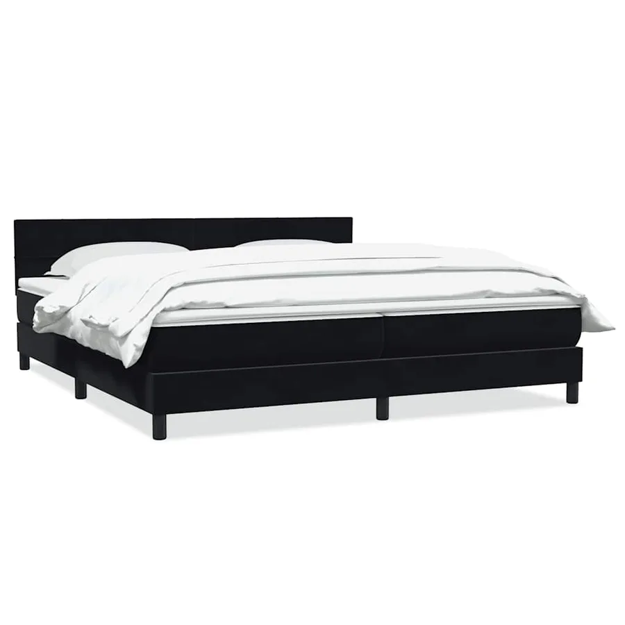 Sommier à lattes de lit avec matelas noir 200x220 cm velours - 2